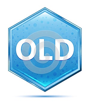 Old crystal blue hexagon button