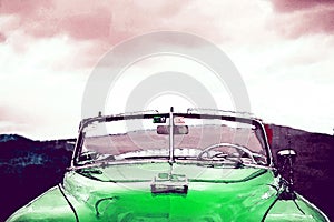 Old Cuban Car in watercolor green