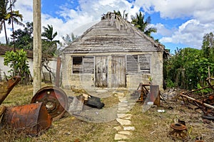 Old Cuban House and Front Yard in Traditional Cuban Village