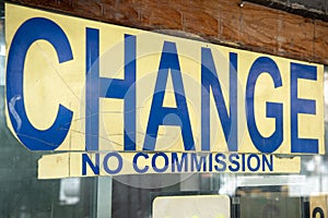 Old currency exchange sign
