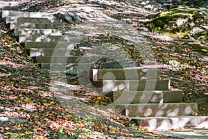 Old curved staircase with stone steps