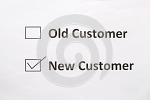 Old customer and new customeer for check boxes