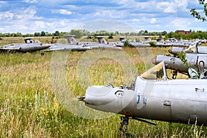 Old czechoslovakian Aero L-29 Delfin Maya military jet trainer aircrafts