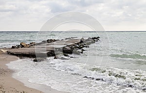 Old dam on the coast of Black Sea