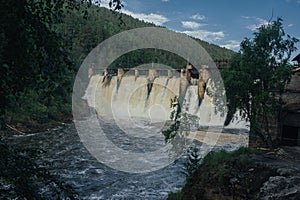 Old dam on a mountain river