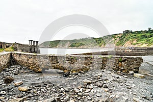 old dam on the river, photo as a background , in principado de asturias, spain europe photo