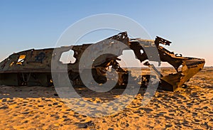 Old damaged ATC  in the sandy desert