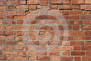 Background texture. Old damaged brick wall.