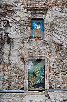 Old damaged building facade