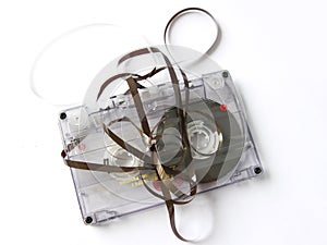 Old damaged cassette tape