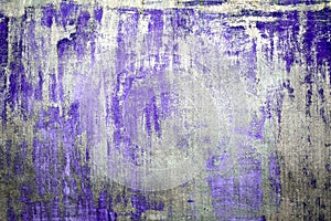 Old Damaged Cracked Paint Wall, Grunge Background, purple color