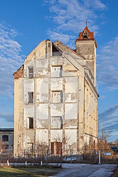 old damaged former industrial site in Allach, Munich with remains of rooms recognizable at the wall