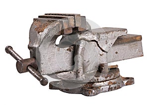 Old damaged industrial vice