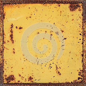 Old Damaged Metal or Steel Surfaces Painted by Yellow Color as Industrial Background