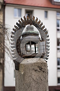 Old damaged street lamp