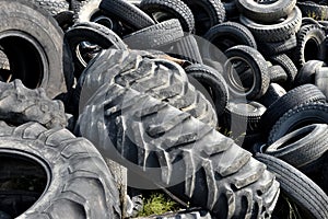 Old Damaged and Worn Out Tires for Recycling