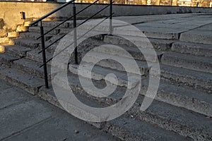 Old decayed stairs made of concrete in an old Soviet district in Riga, Latvia