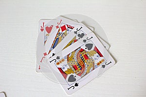 Old deck of playing cards, poker cards, gambling