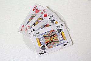 Old deck of playing cards, poker cards, gambling