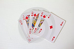 Old deck of playing cards, poker cards, gambling