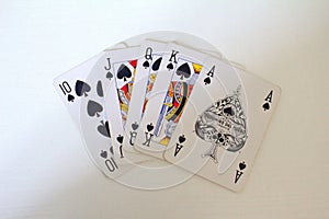 Old deck of playing cards, poker cards, gambling