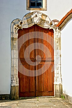 Old decorated door in Vila do Conde