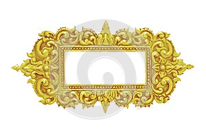 Old decorative gold frame - handmade, engraved - isolated on whi