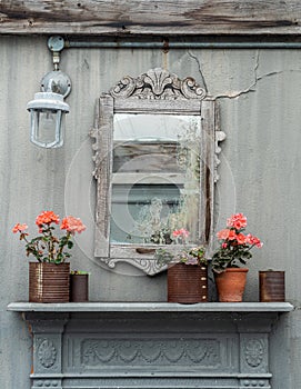 Old Decorative Mirror above fireplace