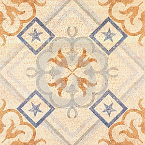 Old decorative sandstone tile background patterns in the park