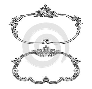 Old decorative silver frame isolated on white