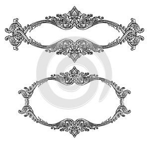 Old decorative silver frame isolated on white