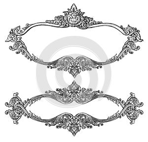 Old decorative silver frame isolated on white