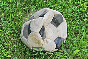 Old deflated soccer ball