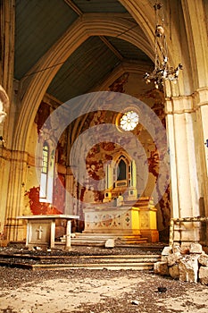 Old, Demolished church â€“ inside, interior.