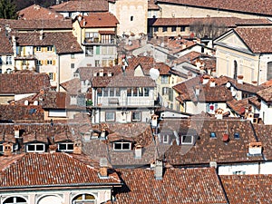 old dense urban development in Bergamo town
