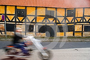 Old depot in Nakskov and motorcicle photo