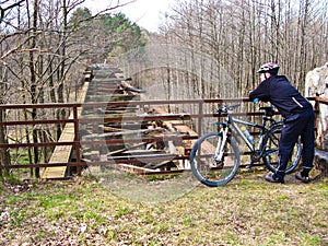 Old desolate bridge and bike path