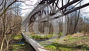 Old desolate bridge and bike path