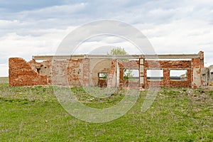 Old destroyed brick walls of abandoned buildings