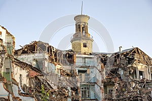 Old destroyed house close-up