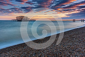 The old destroyed West Pier in Brighton