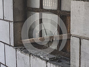 old destroyed window in a building