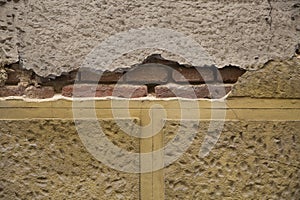 Cracked bricks wall photo