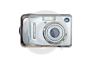 Old digital camera isolated white background