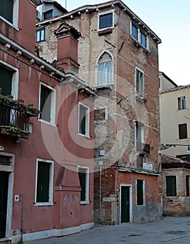 Old Dilapidated buildings on Corte de l Anatomia O Fiorenzuola, Venice photo