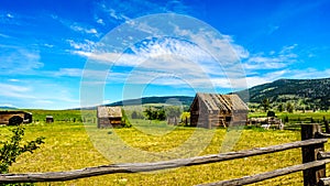 Old dilapidated farm buildings in the Lower Nicola Valley near Merritt British Columbia