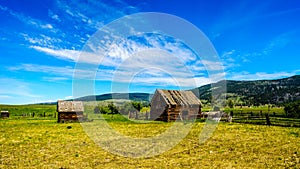 Old dilapidated farm buildings in the Lower Nicola Valley near Merritt