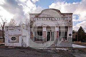 Old dilapidated general store in Eureka, Nevada, USA.