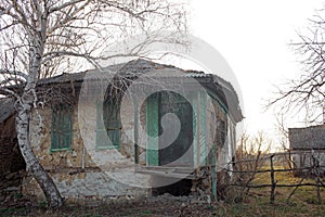 Old dilapidated house dilapidated with clay orange tiles