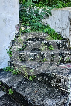 Old Dilapidated Outdoor Coral Stone Stairs